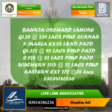 8 Marla Residential Plot for Sale in Phase 2 - C Block -  Bahria Orchard, Lahore - (BP-234086)