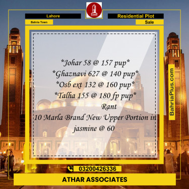 Residential Plot for Sale in Bahria Town, Lahore - (BP-234154)