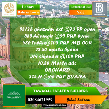 10 Marla Residential Plot for Sale in Bahria Town, Lahore - (BP-234168)
