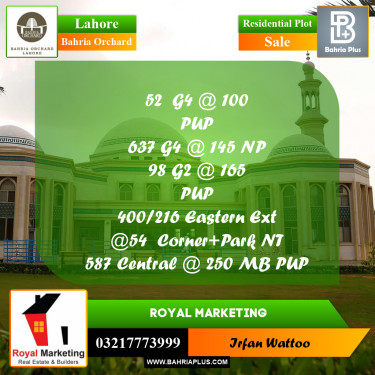 Residential Plot for Sale in Bahria Orchard, Lahore - (BP-234223)