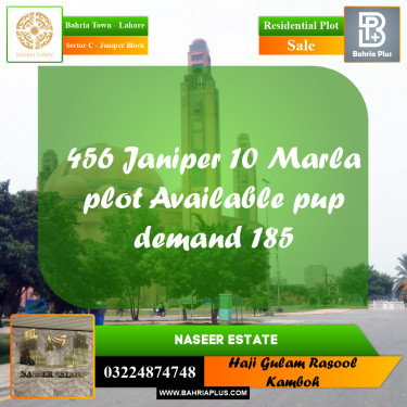 10 Marla Residential Plot for Sale in Sector C - Janiper Block -  Bahria Town, Lahore - (BP-234239)