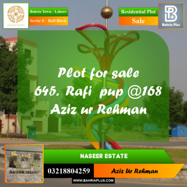 10 Marla Residential Plot for Sale in Sector E - Rafi Block -  Bahria Town, Lahore - (BP-234240)