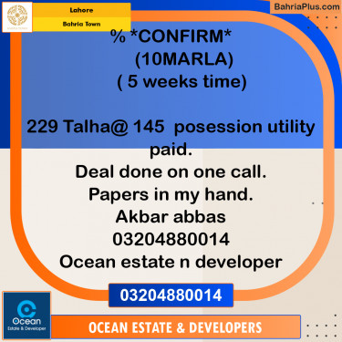 Residential Plot for Sale in Bahria Town, Lahore - (BP-234248)