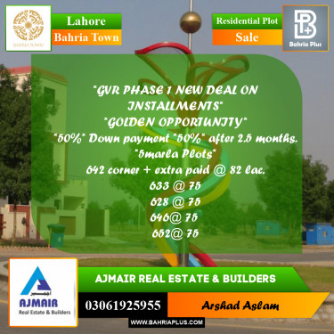 Residential Plot for Sale in Bahria Town, Lahore - (BP-234259)