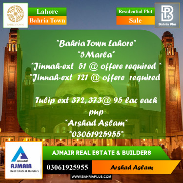 Residential Plot for Sale in Bahria Town, Lahore - (BP-234265)