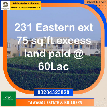 5 Marla Residential Plot for Sale in Phase 1 - Eastern District Ext. I -  Bahria Orchard, Lahore - (BP-234282)