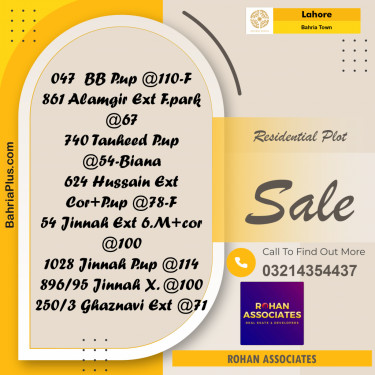 Residential Plot for Sale in Bahria Town, Lahore - (BP-234285)