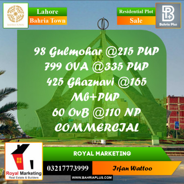 Residential Plot for Sale in Bahria Town, Lahore - (BP-234389)