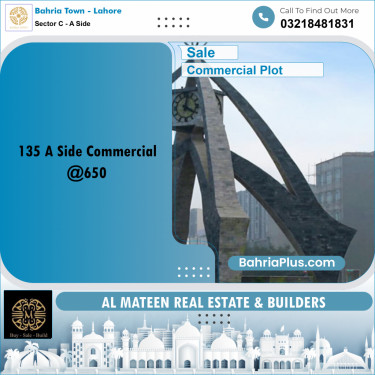 5 Marla Commercial Plot for Sale in Sector C - A Side -  Bahria Town, Lahore - (BP-234405)