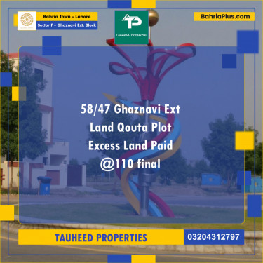 10 Marla Residential Plot for Sale in Sector F - Ghaznavi Ext. Block -  Bahria Town, Lahore - (BP-234407)
