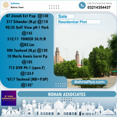 Residential Plot for Sale in Bahria Town, Lahore - (BP-234432)