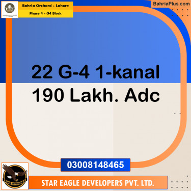 1 Kanal Residential Plot for Sale in Phase 4 - G4 Block -  Bahria Orchard, Lahore - (BP-234448)