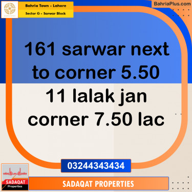 5 Marla Residential Plot for Sale in Sector G - Sarwar Block -  Bahria Town, Lahore - (BP-234472)