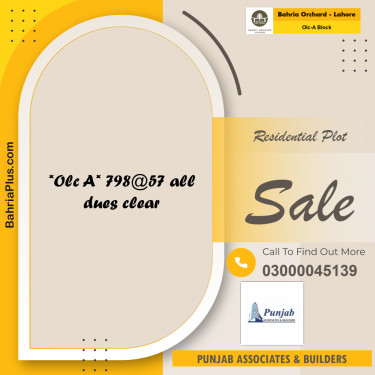 5 Marla Residential Plot for Sale in OLC-A Block -  Bahria Orchard, Lahore - (BP-234538)