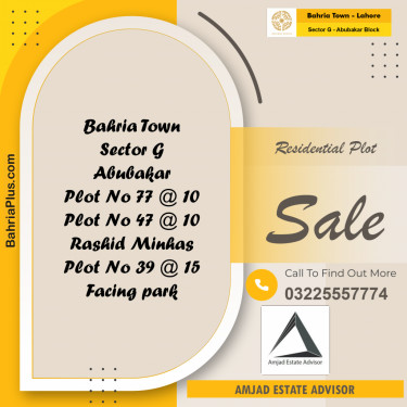 Residential Plot for Sale in Sector G - Abubakar Block -  Bahria Town, Lahore - (BP-234576)