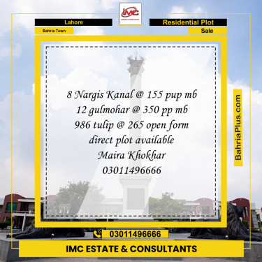 Residential Plot for Sale in Bahria Town, Lahore - (BP-234614)