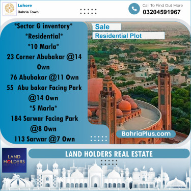 Residential Plot for Sale in Bahria Town, Lahore - (BP-234637)