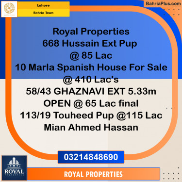 5 Marla Residential Plot for Sale in Bahria Town, Lahore - (BP-234699)