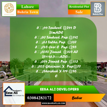 Residential Plot for Sale in Bahria Town, Lahore - (BP-234743)