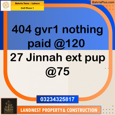 10 Marla Residential Plot for Sale in Golf Phase 1 -  Bahria Town, Lahore - (BP-234786)