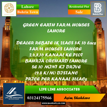 Residential Plot for Sale in Bahria Town, Lahore - (BP-234829)