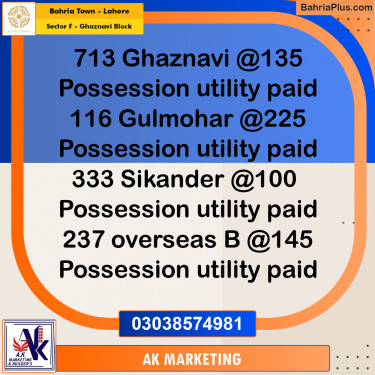 10 Marla Residential Plot for Sale in Sector F - Ghaznavi Block -  Bahria Town, Lahore - (BP-234833)