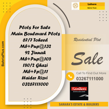 Residential Plot for Sale in Bahria Town, Lahore - (BP-234862)