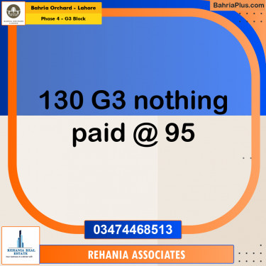 5 Marla Residential Plot for Sale in Phase 4 - G3 Block -  Bahria Orchard, Lahore - (BP-234963)