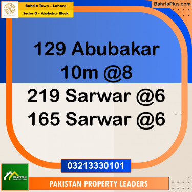 10 Marla Residential Plot for Sale in Sector G - Abubakar Block -  Bahria Town, Lahore - (BP-235006)