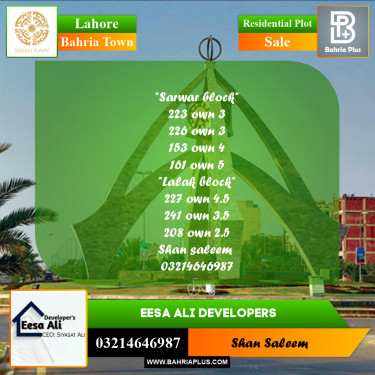 Residential Plot for Sale in Bahria Town, Lahore - (BP-235119)