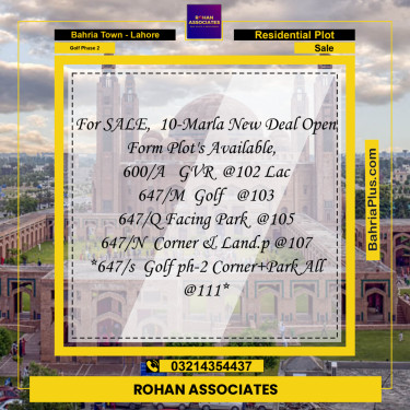 10 Marla Residential Plot for Sale in Golf Phase 2 -  Bahria Town, Lahore - (BP-235136)