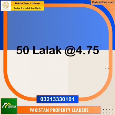 5 Marla Residential Plot for Sale in Sector G - Lalak Jan Block -  Bahria Town, Lahore - (BP-235150)