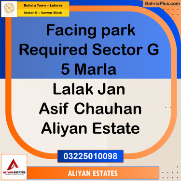 5 Marla Residential Plot for Sale in Sector G - Sarwar Block -  Bahria Town, Lahore - (BP-235190)