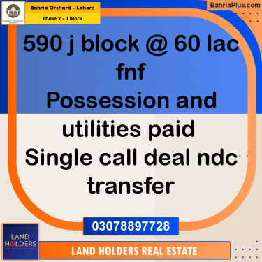 8 Marla Residential Plot for Sale in Phase 2 - J Block -  Bahria Orchard, Lahore - (BP-235249)