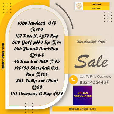 Residential Plot for Sale in Bahria Town, Lahore - (BP-235296)