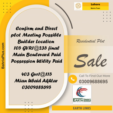Residential Plot for Sale in Bahria Town, Lahore - (BP-235310)