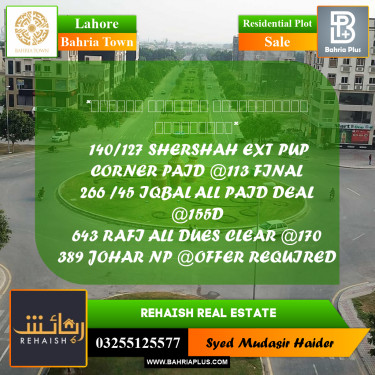 Residential Plot for Sale in Bahria Town, Lahore - (BP-235321)