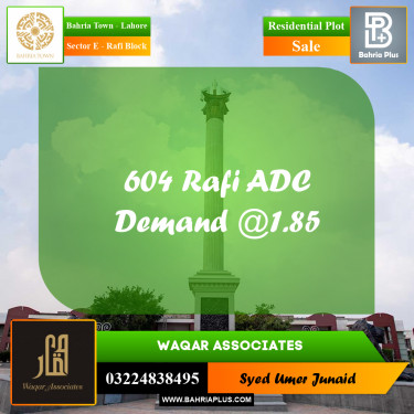 Residential Plot for Sale in Sector E - Rafi Block -  Bahria Town, Lahore - (BP-235334)