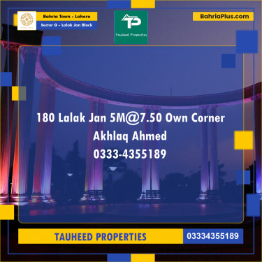 5 Marla Residential Plot for Sale in Sector G - Lalak Jan Block -  Bahria Town, Lahore - (BP-235338)