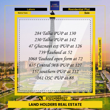 Residential Plot for Sale in Bahria Town, Lahore - (BP-235361)