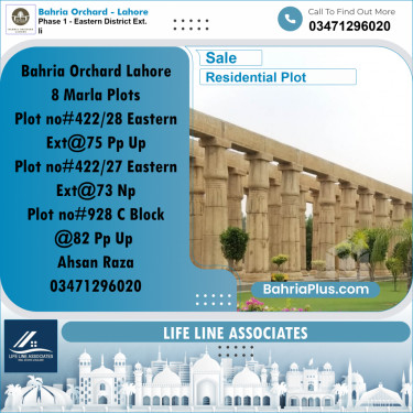 8 Marla Residential Plot for Sale in Phase 1 - Eastern District Ext. II -  Bahria Orchard, Lahore - (BP-235423)