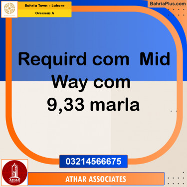 9 Marla Residential Plot for Sale in Overseas A -  Bahria Town, Lahore - (BP-235449)