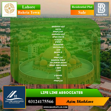 8 Marla Residential Plot for Sale in Bahria Town, Lahore - (BP-235458)