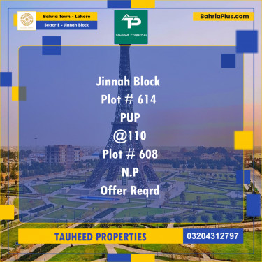 5 Marla Residential Plot for Sale in Sector E - Jinnah Block -  Bahria Town, Lahore - (BP-235572)