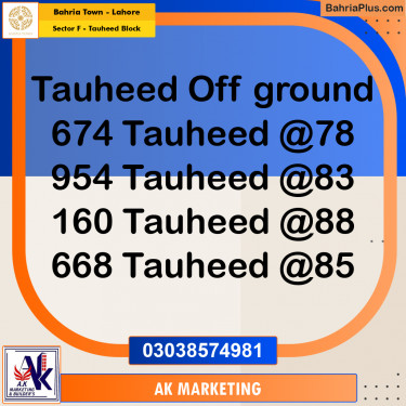 10 Marla Residential Plot for Sale in Sector F - Tauheed Block -  Bahria Town, Lahore - (BP-235577)