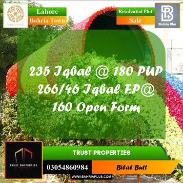 Residential Plot for Sale in Bahria Town, Lahore - (BP-235598)