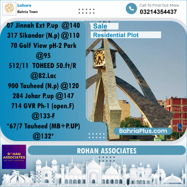Residential Plot for Sale in Bahria Town, Lahore - (BP-235634)