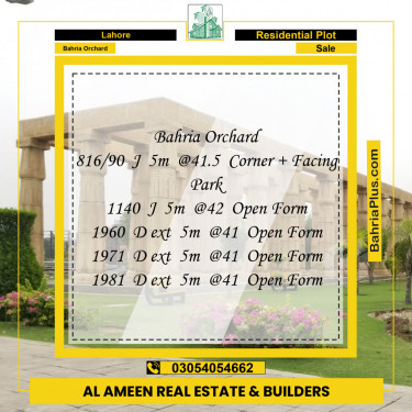 5 Marla Residential Plot for Sale in Bahria Orchard, Lahore - (BP-235638)