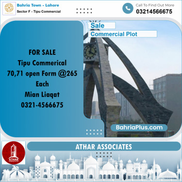 5 Marla Commercial Plot for Sale in Sector F - Tipu Commercial -  Bahria Town, Lahore - (BP-235686)