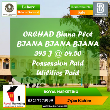 Residential Plot for Sale in Bahria Orchard, Lahore - (BP-235701)